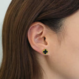 Black Spinel Clover Studs