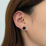 Black Spinel Clover Studs