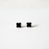 Black Spinel Clover Studs