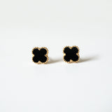 Black Spinel Clover Studs