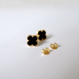 Black Spinel Clover Studs