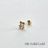 14K Crystal Twin Cartilage Earring