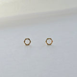 14K Hollow Hexagon Studs