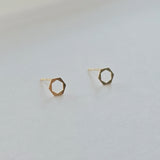 14K Hollow Hexagon Studs