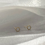 14K Hollow Hexagon Studs