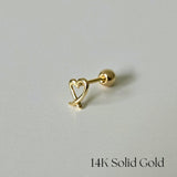 14K Loveline Cartilage Earring