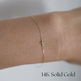 14K Petite Cross Bracelet