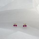 14K Petite Cherry Studs