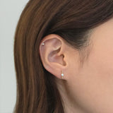 14K Petite Pearl w Bar Studs