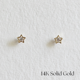 14K Shining Star Studs