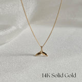 14K Small Whale Tail Necklace