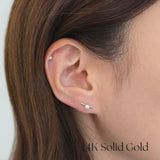 14K Petite Pearl w Bar Studs