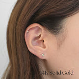 14K Dia Cut Disc Studs