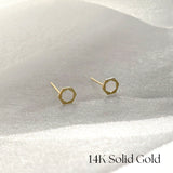 14K Hollow Hexagon Studs