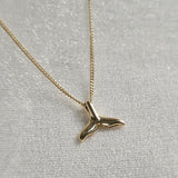 14K Small Whale Tail Necklace